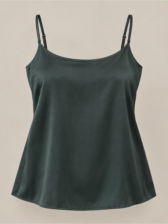Wantschun Tops - Wantschun Satin Camisole Tank Top Black Adjustable Straps L NWT